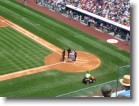 The umpires talking before the game.