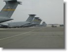 A look down the flight line at all the C-5's at Dover AFB.