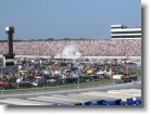 Greg Biffle spinning out at the finish line to celebrate his victory.