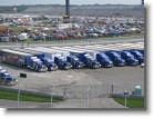 The trailers lined up in the infield.