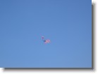 A paratrooper gliding in with an American flag.