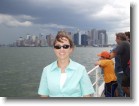 Tammy in front of the Lower Manhattan Skyline.