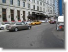 Cop cars surrounding the Plaza Hotel for an antiterrorism drill.