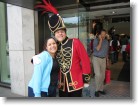 Ashley posing with the doorman at FAO Schwarz.