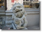 Crazy dragon statue on the street in China Town.