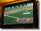 A view of the TV as the Mets are demolishing the Yankees on this June day.