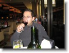 Juston, enjoying the finer things in life inside Rock Center Cafe.