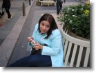Ashley enjoying the sights, sounds, and tastes outside the GE Building.