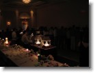 Dimly lit wedding cake.